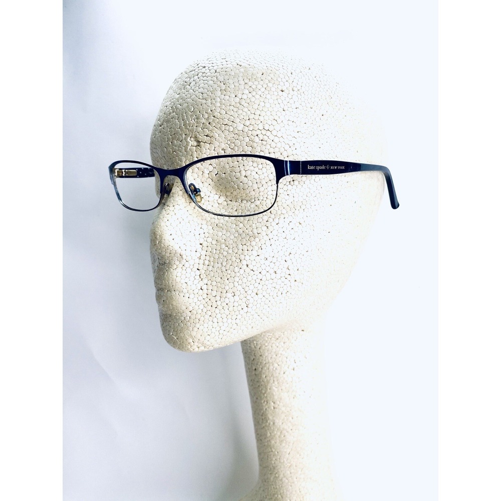 Kate Spade Blue Gold Cat Eye Glasses Polka Dot Temples Ambrosette 54 17 135 - Picture 10 of 11